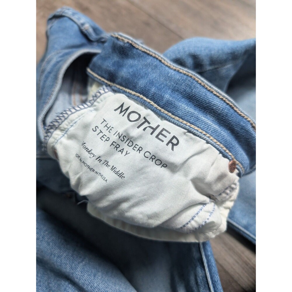 Mother The Insider Crop Step Fray Jeans Women's 28 Monkey In The Middle 26" In - Picture 5 of 6